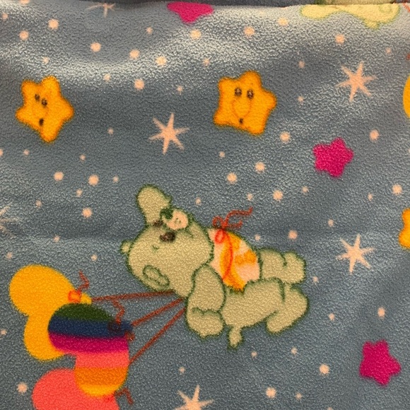 Care Bears Twin Size VTG Kids Quilted Bedspread Wish Blue Plaid Handmade 60/43 - Picture 3 of 10